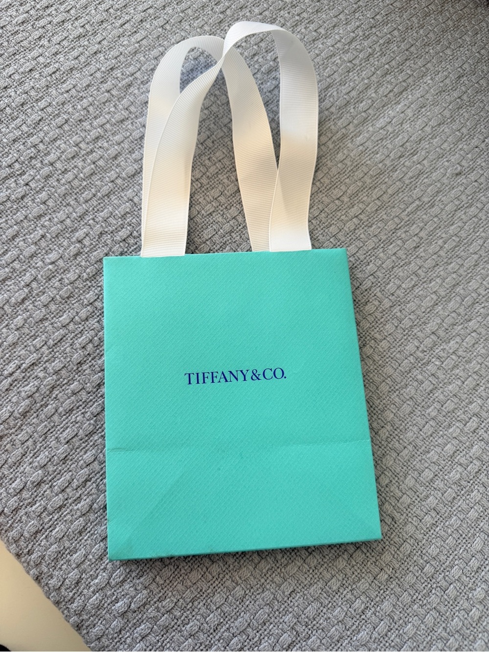 Tiffany & Co. Aqua Tote with White Ribbon Handles